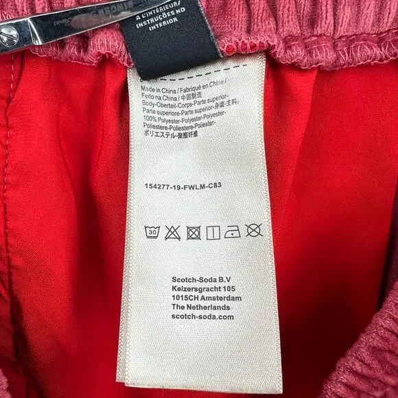 SCOTCH AND SODA The Peaks Velour Crop Track Pants Womens M Red Mid Rise Straight - Picture 13 of 16